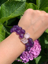 Load image into Gallery viewer, 10mm Faceted Amethyst and Raw Lavender Kunzite Healing Crystal Bracelet