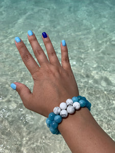 Aquamarine & Howlite Healing Crystals Gemstone Bracelet