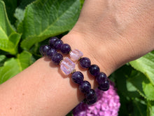 Load image into Gallery viewer, 8mm Amethyst and Raw Lavender Kunzite Healing Crystal Bracelet